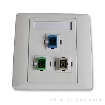Fiber-optic Wallplate with 86 Types and 3 Ports for SC Simplex Adapter